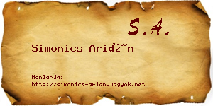 Simonics Arián névjegykártya